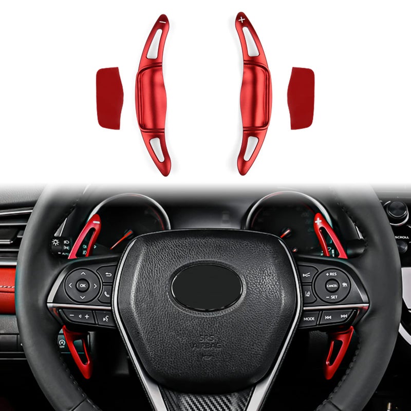 CKE Compatible with Toyota Camry 2025 2024 2023 2022 2021 2020 2019 2018 for Corolla RAV4 Crown Avalon Accessories Sporty Car Paddle Shifter Extension Shift Paddle Cover Trims Red
