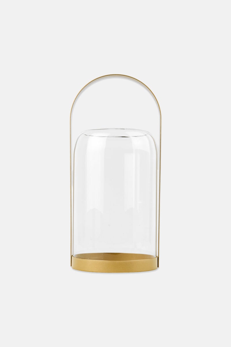 Muy Mucho Glass And Stainless Steel Candle Lantern, Gold - Image 1
