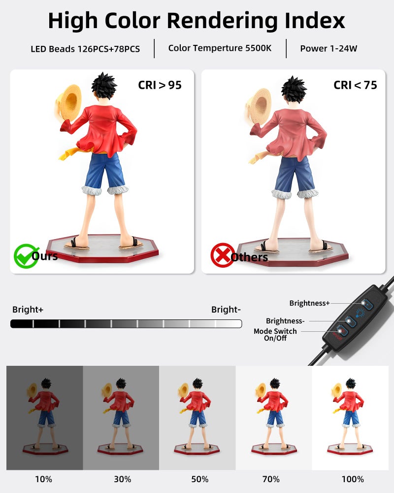 Glendan Light Box Photography, 12"x12" Portable Photo Box Shooting Tent Kit with 2 Light Panels (176 LED Lights) & 6 Kinds Double-Sided Backgrounds for Jewelry and Small Items Product Photography - Image 3