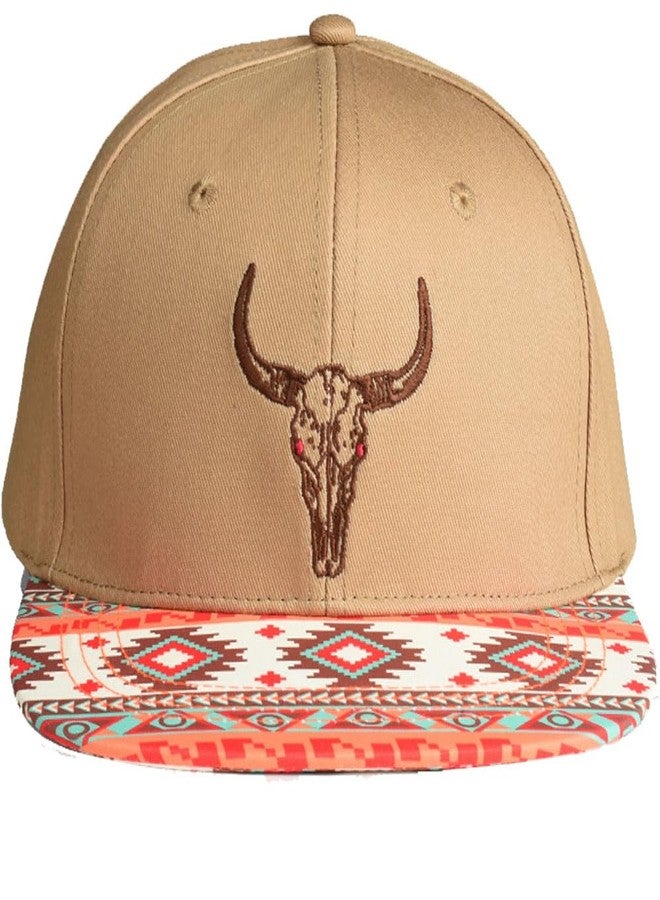 قبعة EDTREK Performance Outdoorsman Snapback Truck Hat ذات حافة مسطحة - تطريز حيواني فريد (لون بني غربي - ثور) - Image 2