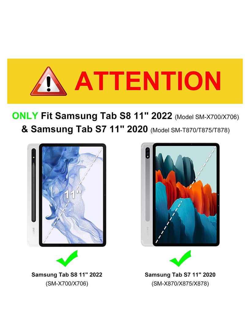 glassology Hybrid Slim Case for Samsung Galaxy Tab S8/Tab S7 with S Pen Holder Shockproof Cover with Clear Transparent Back Shell Auto Wake/Sleep with screen protector (Purple)  - Image 2