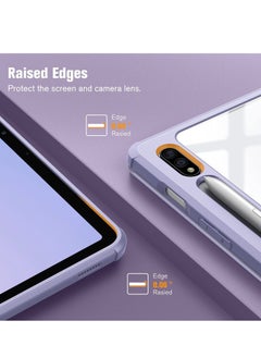 glassology Hybrid Slim Case for Samsung Galaxy Tab S8/Tab S7 with S Pen Holder Shockproof Cover with Clear Transparent Back Shell Auto Wake/Sleep with screen protector (Purple)  - Image 5