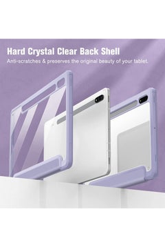 glassology Hybrid Slim Case for Samsung Galaxy Tab S8/Tab S7 with S Pen Holder Shockproof Cover with Clear Transparent Back Shell Auto Wake/Sleep with screen protector (Purple)  - Image 3