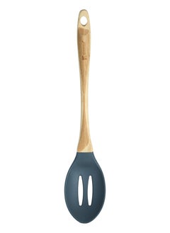 BERGNER EARTH NYLON(PBT) SLOTTED SPOON WITH BABOO HANDLE 35 CM, WOODEN BROWN/GREY COLOR, BG39108GY  - Image 1