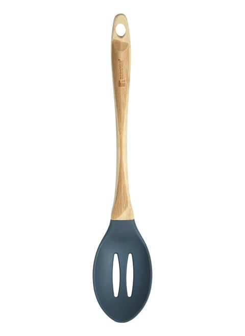 EARTH NYLON(PBT) SLOTTED SPOON WITH BABOO HANDLE 35 CM, WOODEN BROWN/GREY COLOR, BG39108GY