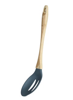 BERGNER EARTH NYLON(PBT) SLOTTED SPOON WITH BABOO HANDLE 35 CM, WOODEN BROWN/GREY COLOR, BG39108GY  - Image 2