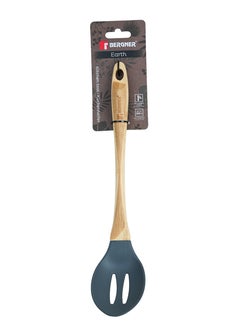 BERGNER EARTH NYLON(PBT) SLOTTED SPOON WITH BABOO HANDLE 35 CM, WOODEN BROWN/GREY COLOR, BG39108GY  - Image 3