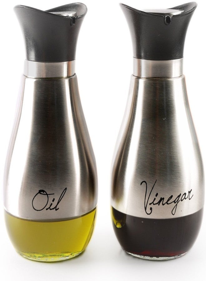 Circleware طقم زجاجات خل ستانلس ستيل من سيركل وير كافيه كونتمبو، سعة 13.6 أونصة، إصدار محدود من الزجاج، 13.6، موزعات زيت فضية (68254) - Image 1