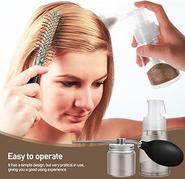Lurrose Hair Dye Spray Bottles 2 Pcs Barber Powder Spray Bottle Hair Fiber Spray Applicator Empty Powder Container Travel Cosmetics Blower for Hair Salon Home Beauty Fibers Spray Bottle - Image 3