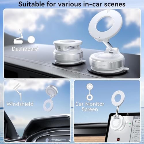 STARQ 360° Vaccum Magnetic Phones Holder, Magnetic Car Phone Mount, Hands-Free Suction Cup Phones Holder for Car/Gym/Mirror/Shower, Car Mount Compatible with All Mobile (White) - Image 3