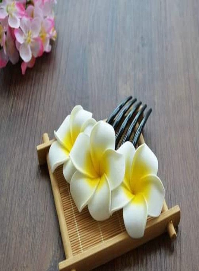 Guqqeuc Flower Hair Comb Plumeria Head Piece for Women Girls Hawaiian Floral Hair Clips Pins Bride Bridesmaids Hair Accessories - Image 2