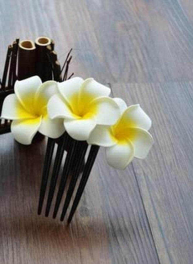 Guqqeuc Flower Hair Comb Plumeria Head Piece for Women Girls Hawaiian Floral Hair Clips Pins Bride Bridesmaids Hair Accessories - Image 5