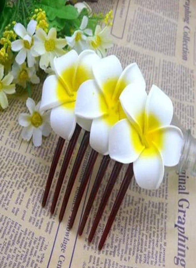 Guqqeuc Flower Hair Comb Plumeria Head Piece for Women Girls Hawaiian Floral Hair Clips Pins Bride Bridesmaids Hair Accessories - Image 1