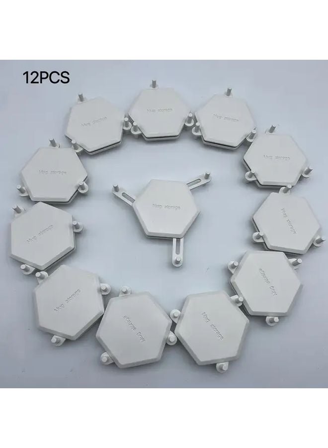 12 حزمة من الرف الأبيض القابل للطي لتكديس الأكواب، حامل جدار خزانة المطبخ، منظف يوفر المساحة - Image 1