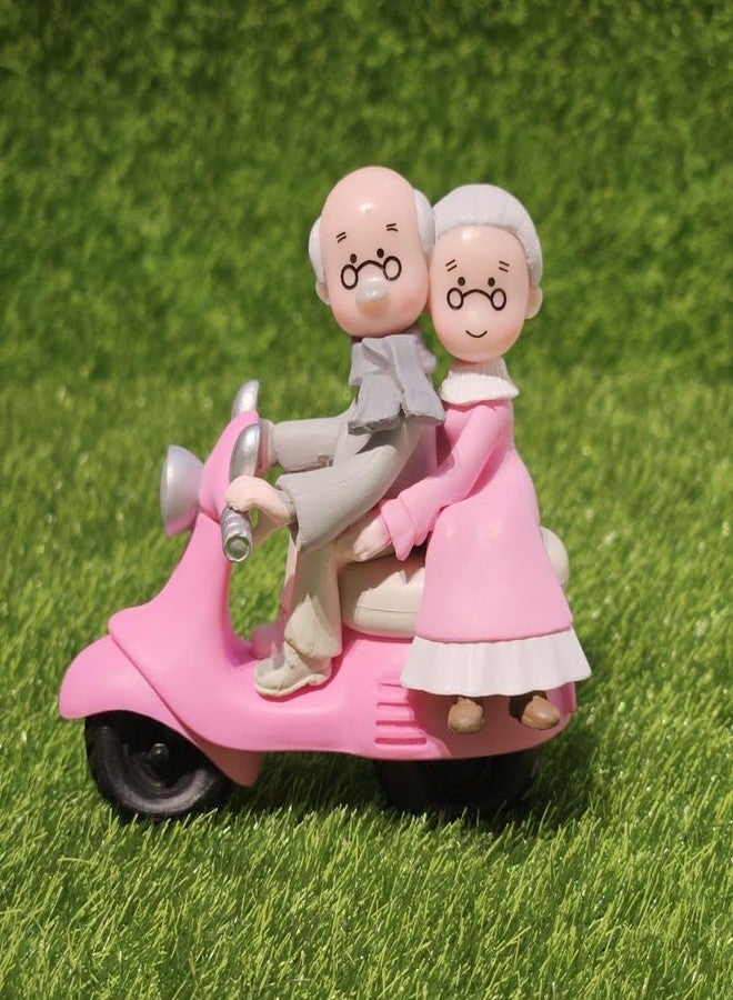 ARUNA DECOR Vintage Decorative Miniature Couple on Scooter Figurine, PVC Garden Ornament, Romantic Home Decor Collection Piece - Image 1