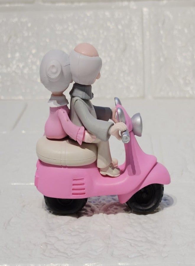 ARUNA DECOR Vintage Decorative Miniature Couple on Scooter Figurine, PVC Garden Ornament, Romantic Home Decor Collection Piece - Image 3