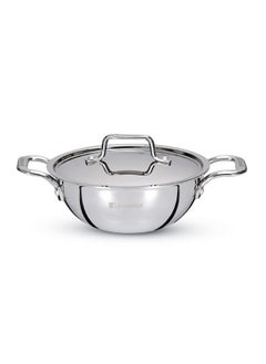 BERGNER Bergner TriPro TriPly Stainless Steel 24cm Kadai with Stainless Steel Lid, 3.1 Litres Kadhai with Lid, Metal Spatula Friendly, Easy to Clean, Induction Bottom and Gas Stove Ready - Silver  - Image 1