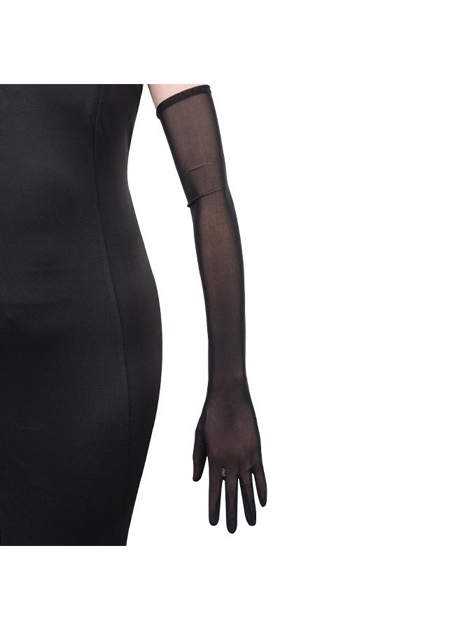 Womens Gloves Thin Lace Black Hollow Transparent Long Gloves Soft Breathable Solid Net Yarn Elasticity - Image 5