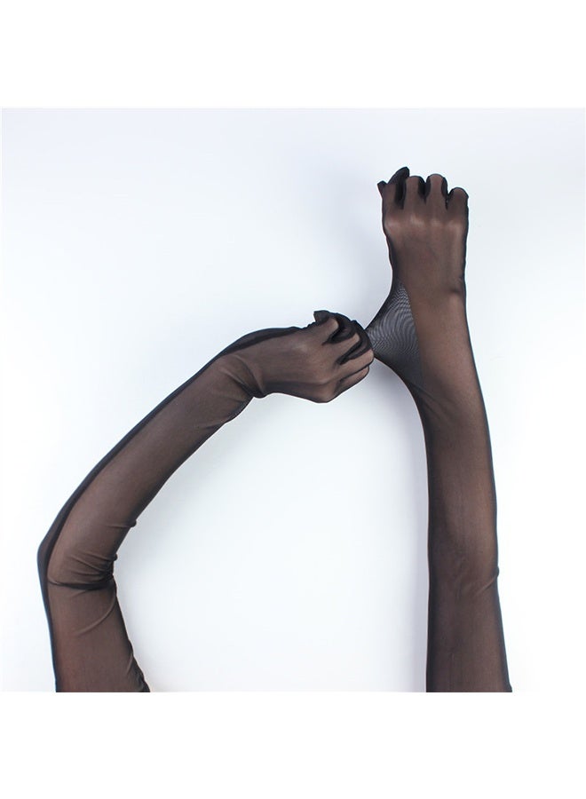 Womens Gloves Thin Lace Black Hollow Transparent Long Gloves Soft Breathable Solid Net Yarn Elasticity - Image 4