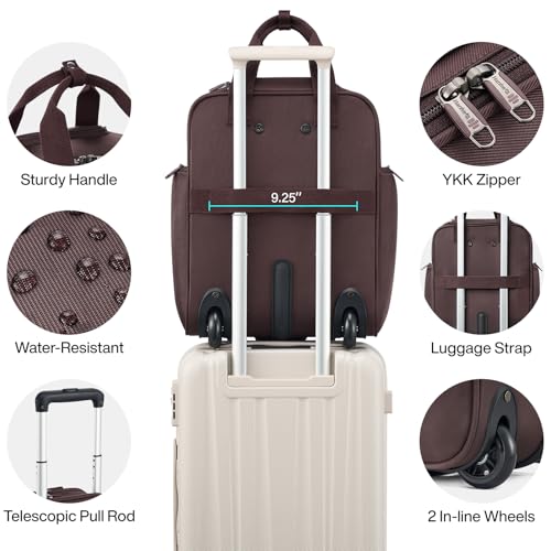 Hanke Softside Underseat Carry On Luggage with Wheels,Travel Luggage Rolling Bag Small Suitcase，Coffee, Underseater 16-Inch - Image 4
