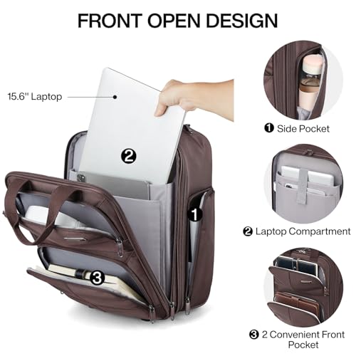 Hanke Softside Underseat Carry On Luggage with Wheels,Travel Luggage Rolling Bag Small Suitcase，Coffee, Underseater 16-Inch - Image 5