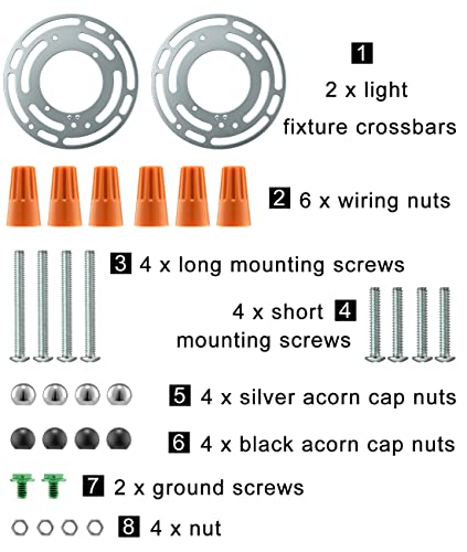 Qc 2 Pack Universal Light Fixture Mounting Bracket, 4 Inches Diameter Steel Crossbar Plate with Ground Screw for Mount Wall Light, Close to Ceiling Light, Chandelier Silver - Image 3