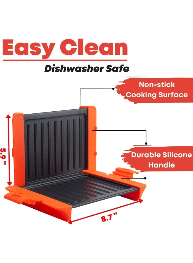 Maconee Microwave Sandwich maker | Microwave Grill Cheese Maker | Microwave Crisper Toaster Cookware | Panini Press | Cooking Fast and Dishwasher Safe Orange - Image 5