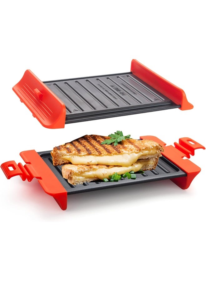 Maconee Microwave Sandwich maker | Microwave Grill Cheese Maker | Microwave Crisper Toaster Cookware | Panini Press | Cooking Fast and Dishwasher Safe Orange - Image 1
