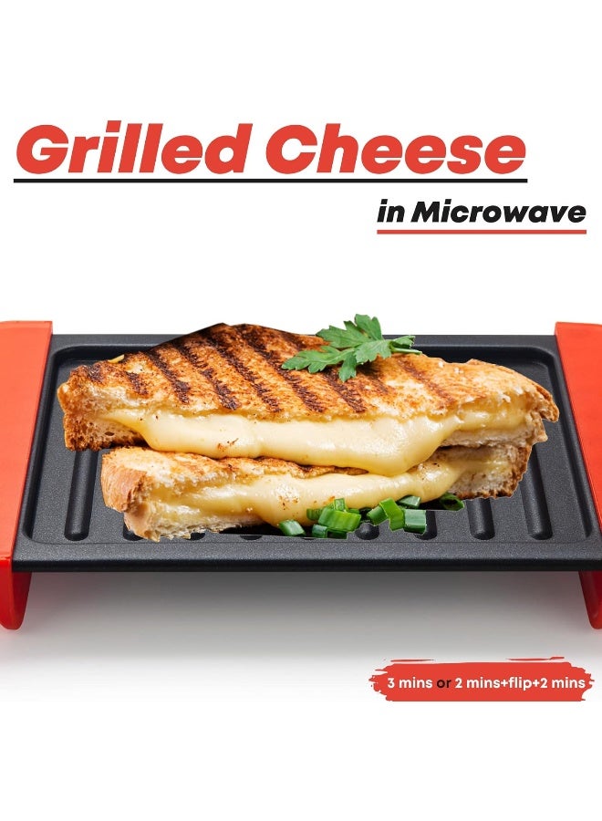 Maconee Microwave Sandwich maker | Microwave Grill Cheese Maker | Microwave Crisper Toaster Cookware | Panini Press | Cooking Fast and Dishwasher Safe Orange - Image 2
