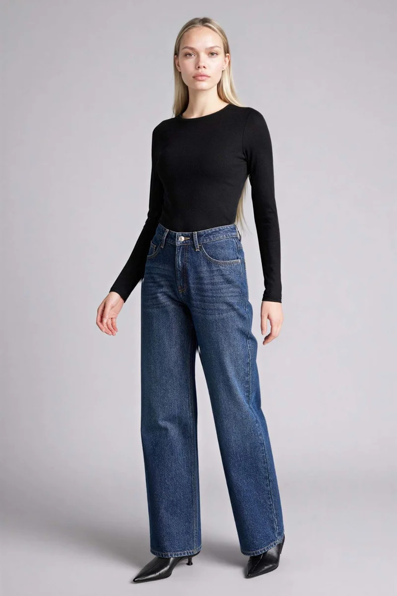 DeFacto Slim Fit Basic Modal Long Sleeve T-Shirt