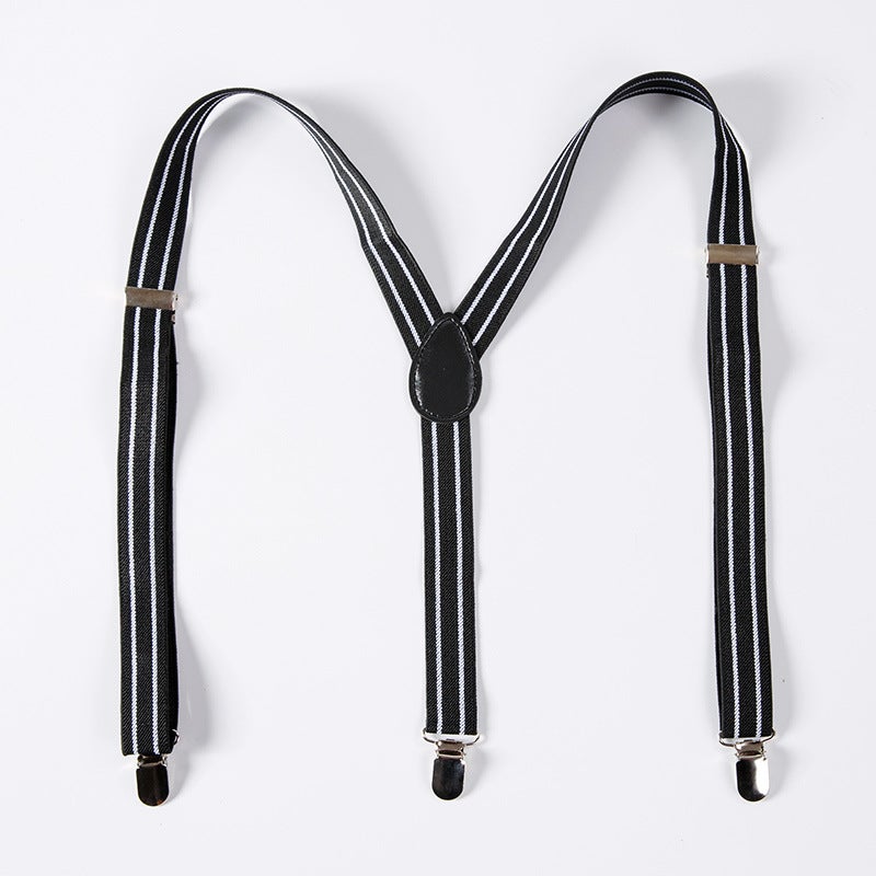 Kids Adjustable Suspenders Non-Slip Elastic [Fine] long stripe 