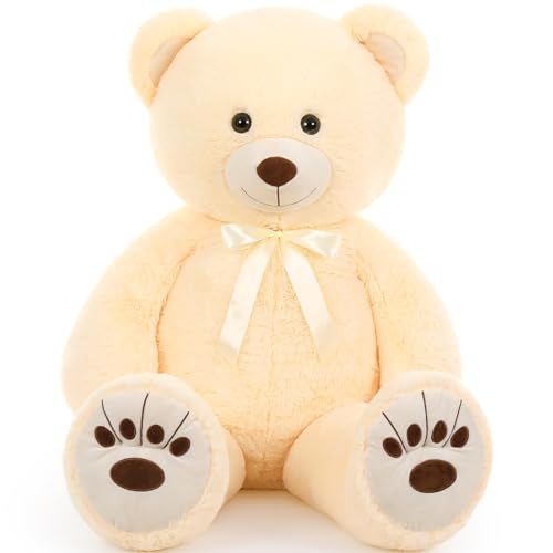 MorisMos Giant Teddy Bear Stuffed Animal 51in Lifesize Big Teddy Bear Large Cuddly Bear Plush for Baby Shower Valentines WeddingBirthday Gift for Kids Boys Girls WomenCream - Image 1