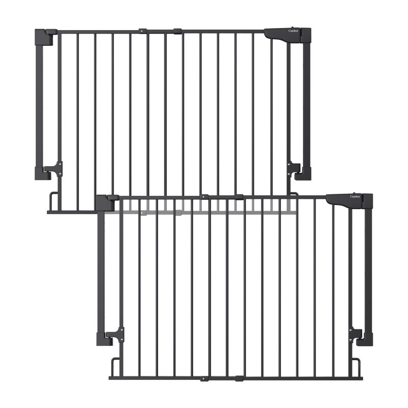 Cumbor 2 Pack 29.2-43" No Bottom Bar Baby Gate for Stairs, 2-in-1 Auto Close Dog Gate Indoor, Hardware Mounted Pet Gate for Doorways with Large Walk Thru Door, Child-Proof Safety Gate for Kids (Black) - Image 1
