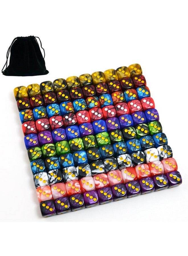 Smartdealspro Smartdealspro 100-Pack Two Color Round Angle Six Sided Dice Die with Free Pouch for Tenzi, Farkle, Yahtzee, Bunco or Teaching Math (12mm)  - Image 1