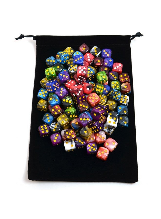 Smartdealspro Smartdealspro 100-Pack Two Color Round Angle Six Sided Dice Die with Free Pouch for Tenzi, Farkle, Yahtzee, Bunco or Teaching Math (12mm)  - Image 3
