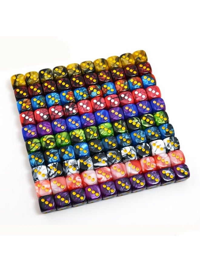 Smartdealspro Smartdealspro 100-Pack Two Color Round Angle Six Sided Dice Die with Free Pouch for Tenzi, Farkle, Yahtzee, Bunco or Teaching Math (12mm)  - Image 2