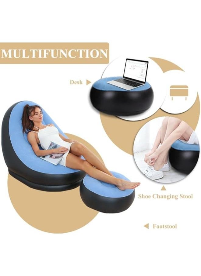 Executive LLC 2 in 1 Leisure Inflatable Sofa Set Folding Portable Inflatable Lazy Flocked Recliner with Footrest Perfect for Pop Up Indoor and Outdoor Balcony Backyard Camping Picnic  - Image 4