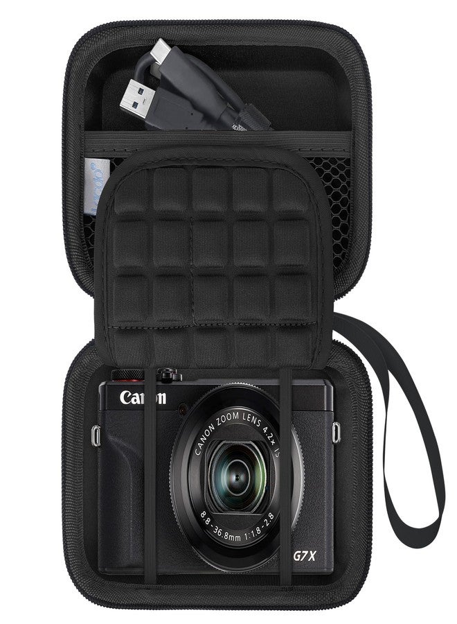 Lacdo Camera Case for Canon PowerShot G7 X Mark III/PowerShot G7 X Mark II 4K Vlogging Camera, Point and Shoot Vlogging Camera Bag Carrying Case, Mesh Pocket fits USB Cable, Batteries, Black+Black - Image 1