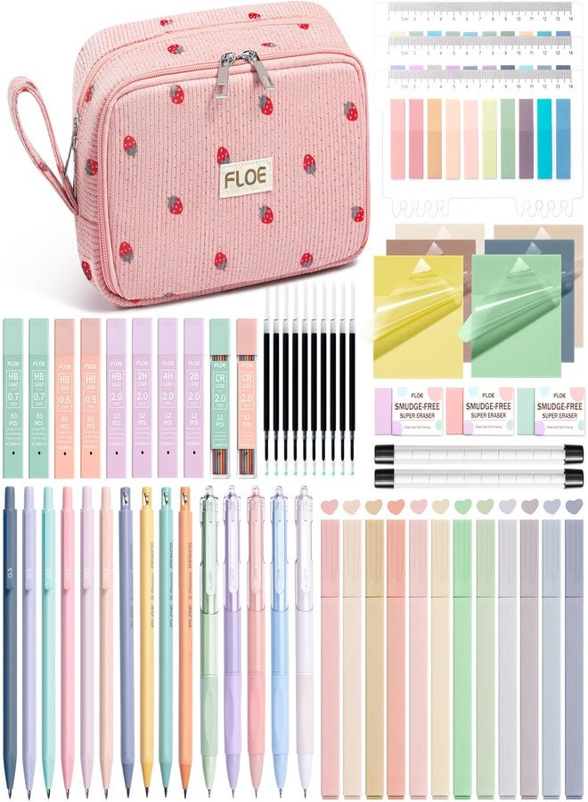 FLOE 62PCS Aesthetic School Supplies, Cute Back to School Supplies College Essentials Preppy Stationary Set with Large Pencil Pouch Case, Pastel Highlighters Gel Pens Mechanical Pencils for Student Girls - Image 1