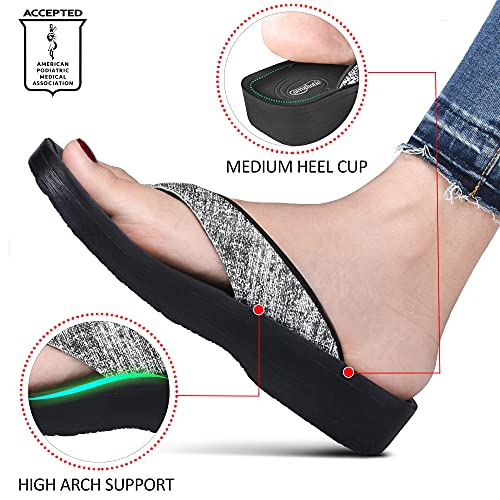 AEROTHOTIC Slip On Recovery Footwear Plantar Fasciitis Flip Flops for Women Yoga Mat Outdoor Walking Beach Ladies Arch Support Summer Thong Dressy Casual Sandals (Mellow Black, Size 6) - Image 4