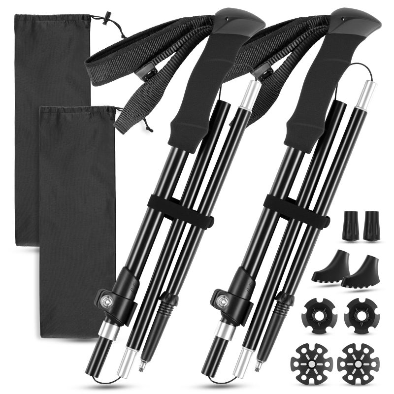 FrutPunch Hiking Poles 2 Pack, Aircraft-Grade Aluminum Alloy Trekking Poles for Hiking, Adjustable and Foldable Design Hiking Sticks, EVA Sweat-Absorbent and Non-Slip Handle for Men, Women, Seniors - Image 1