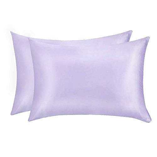 Jocoku 100% Mulberry Silk Pillowcases Set of 2 for Hair and Skin and Super Soft and Breathable Queen Size Nature Silk Pillowcases (Queen, Light Purple) - Image 1
