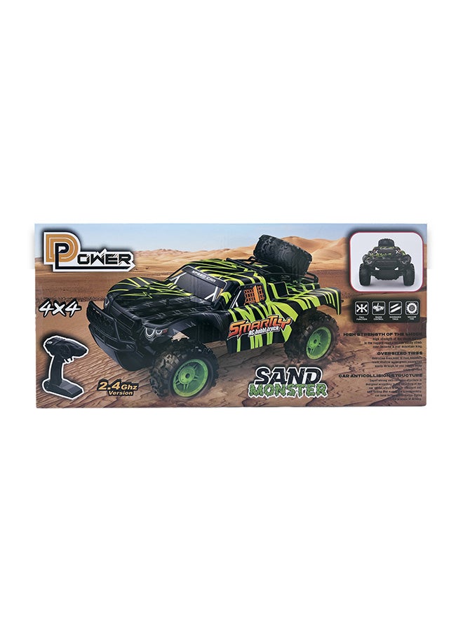 D-Power 1:10 R/C 2.4G Sand Monster Car with USB Cable Remote Controller – Green | Extreme Flex Suspension | Ages 6+ up - Image 1