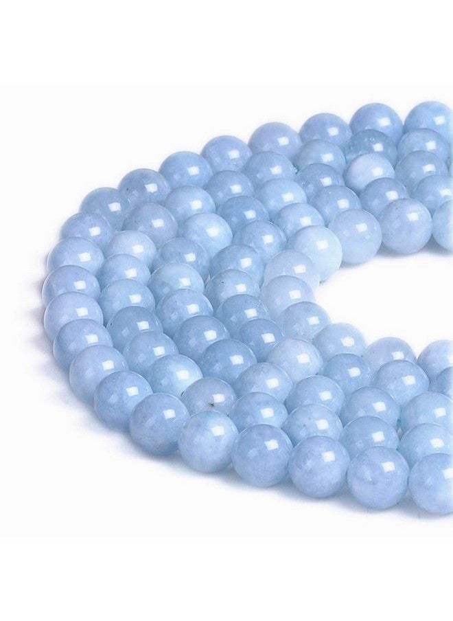 PLTbeads - Natural Gemstone Loose Beads Smooth Round Approxi 15 Inch Diy Bracelet Necklace For Jewelry Making (10Mm Light Blue Dyed Jade) - Image 1