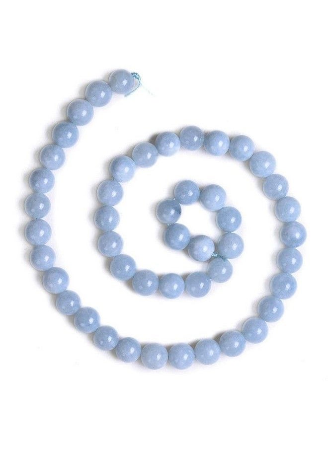 PLTbeads - Natural Gemstone Loose Beads Smooth Round Approxi 15 Inch Diy Bracelet Necklace For Jewelry Making (10Mm Light Blue Dyed Jade) - Image 1