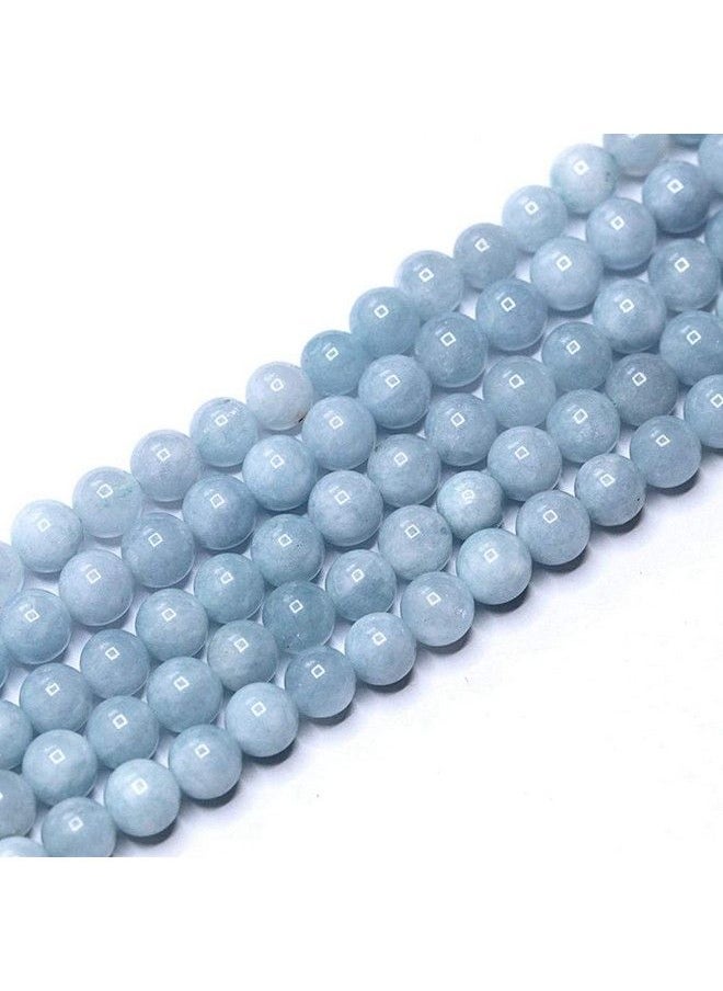 PLTbeads - Natural Gemstone Loose Beads Smooth Round Approxi 15 Inch Diy Bracelet Necklace For Jewelry Making (10Mm Light Blue Dyed Jade) - Image 1