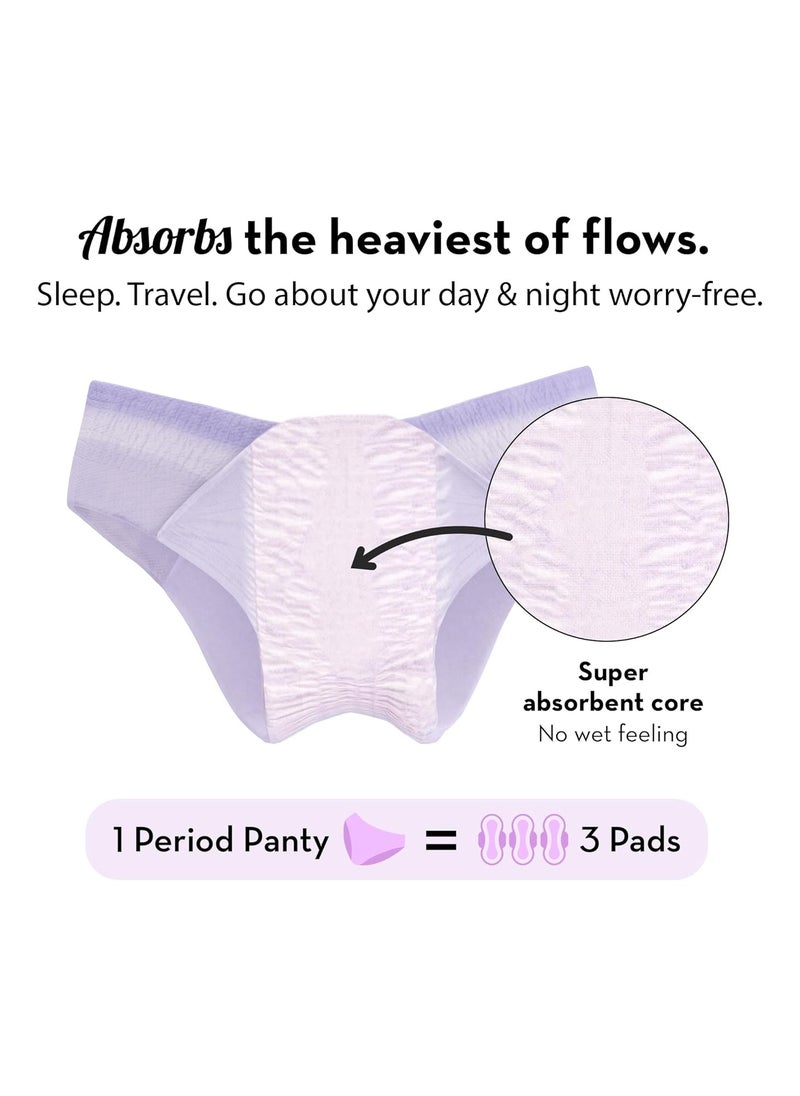 Plush PLUSH Disposable Period Panties for Women - 5 Pcs (M/L, 80-100cm) | 12-Hour Leak Protection | 360° Coverage, 100% Rash-Free | Non-Bulky | Ideal for Heavy Flow & Overnight Use | Lilac Color  - Image 3