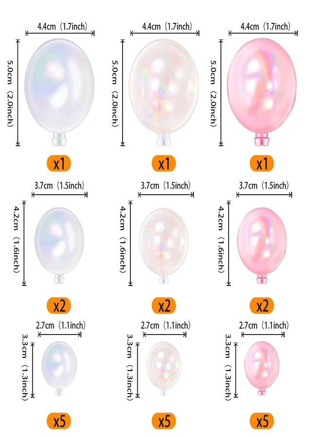 Rsstarxi 24 PCS Ball Cake Toppers - Mini Balloon, DIY Cake Inserts & Picks for Baby Shower, Wedding, Kids Parties - Clear, White, Pink Foam Balls - Image 2
