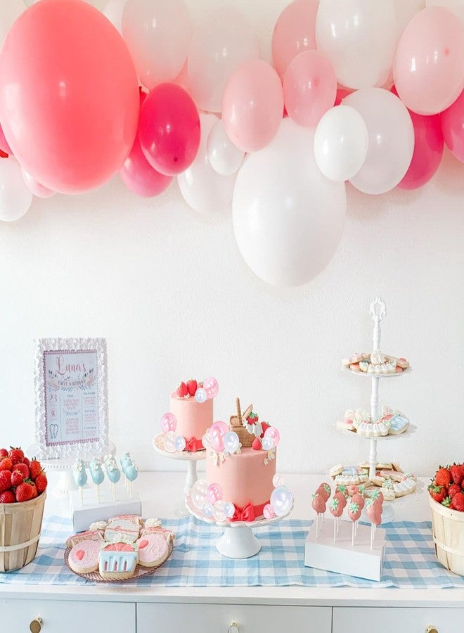 Rsstarxi 24 PCS Ball Cake Toppers - Mini Balloon, DIY Cake Inserts & Picks for Baby Shower, Wedding, Kids Parties - Clear, White, Pink Foam Balls - Image 5