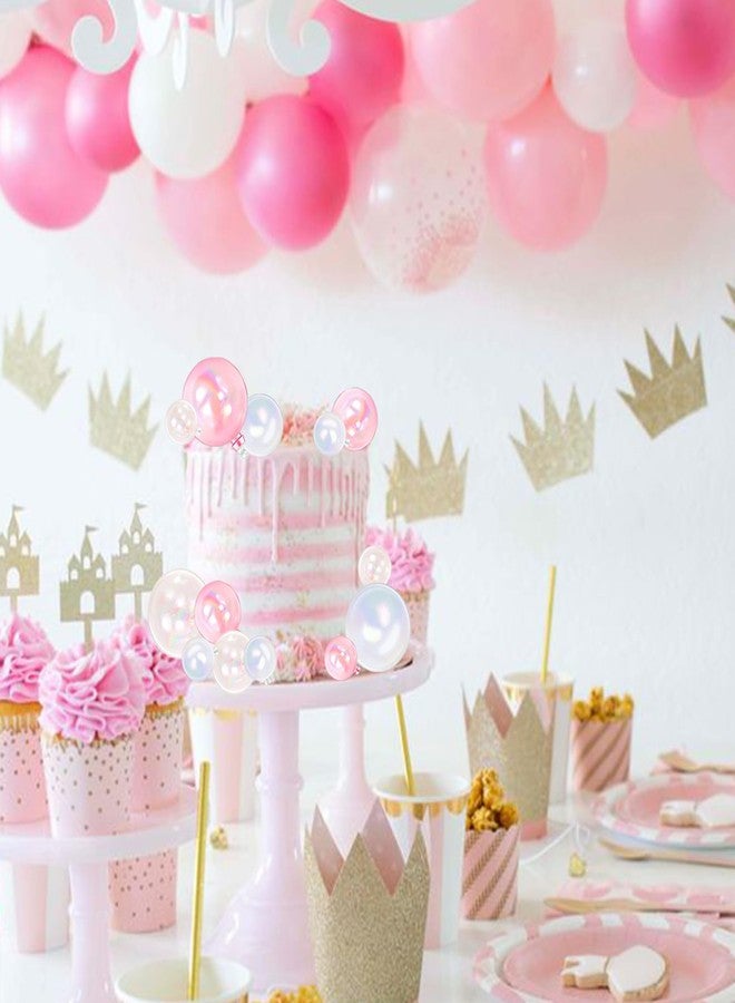 Rsstarxi 24 PCS Ball Cake Toppers - Mini Balloon, DIY Cake Inserts & Picks for Baby Shower, Wedding, Kids Parties - Clear, White, Pink Foam Balls - Image 3